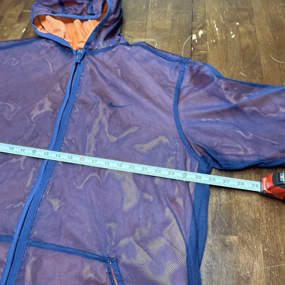 Vtg Nike Windbreaker Jacket Kids XL 16 Purple Orange Mesh Hooded Full Zip Swoosh